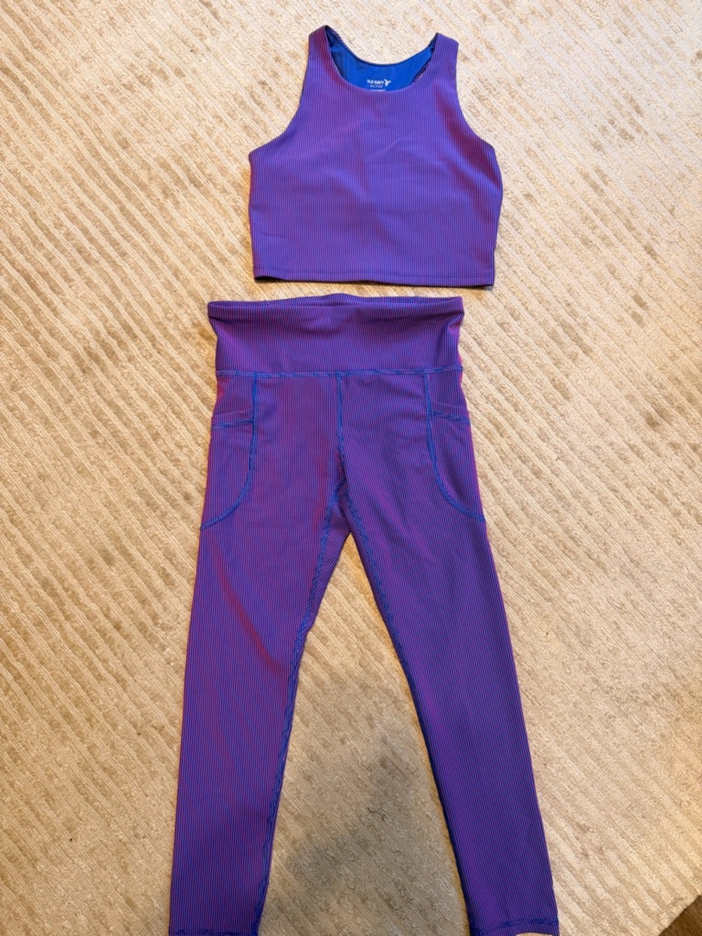 Old Navy Purple and royal blue Ribbed Crop Tank and Leggings Set